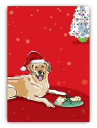 Golden Retriever Holiday Card: "Wishing you a warm, wonderful holiday season!"(inside) (1 card)