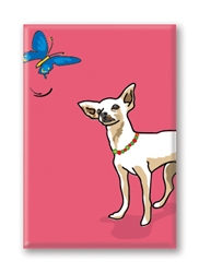 Chihuahua, with Butterfly Fridge Magnet