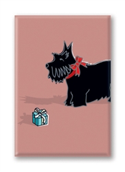 Scottish Terrier, with Present Car Fridge Magnet