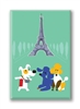Paris, Rocket and Eiffle Tower: Fridge Magnet (1 QT)